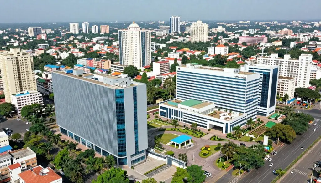 Bangalore cityscape featuring tech-forward medical facilities