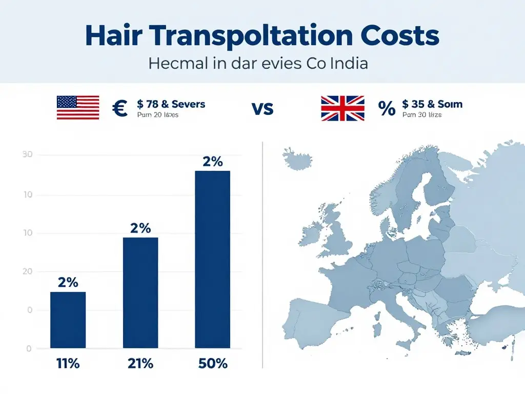 Cost comparison chart showing hair transplantation prices in India versus Western countries