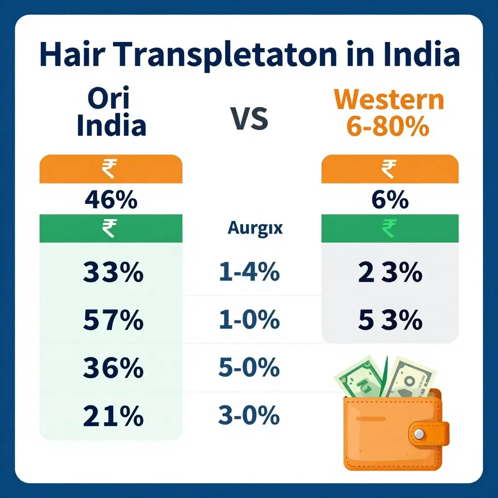 Cost comparison showing significant savings for hair transplantation in India