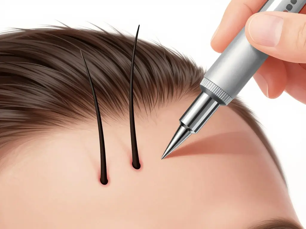 FUE hair transplantation technique showing individual follicle extraction